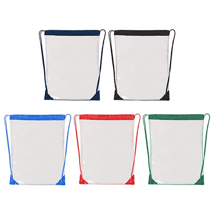 Diamond Clear PVC Drawstring Backpack-14"W x 18"H