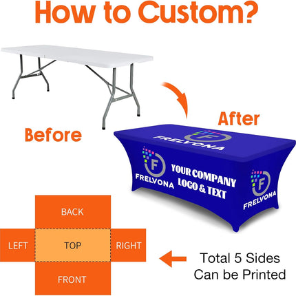 Classic Stretch Table Cover, 8' - Full Color Printing-top and 4-sides