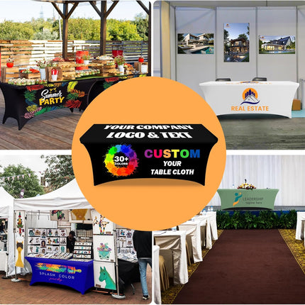 Classic Stretch Table Cover, 8' - Full Color Printing-top and 4-sides