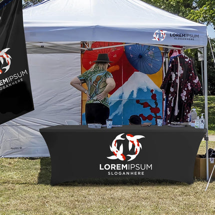 Classic Stretch Table Cover, 8' - Full Color Printing-top and 4-sides